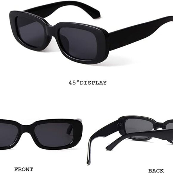 2 Pack Rectangle Sunglasses for Women Retro Driving Glasses 90’s Vintage Fashion